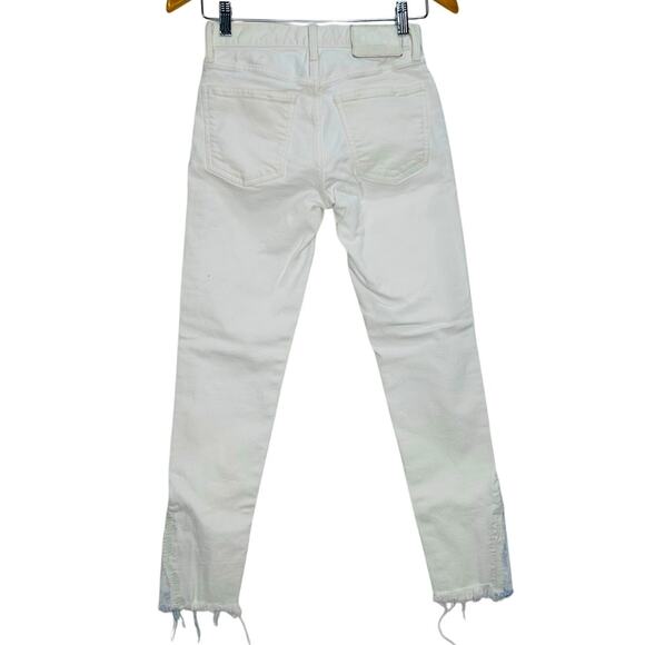 MOUSSY Burnside Distressed Raw Hem Low Rise Skinny Jeans White Size 24 - Picture 5 of 9